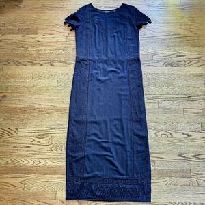 80 Cotton 20 Linen Scotch & Soda Black Broderie Anglaise Maxi Dress 8 Medium